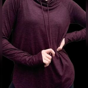 Athleta Uptempo Hoodie Women’s Medium Burgundy Snap Neck Thumbholes